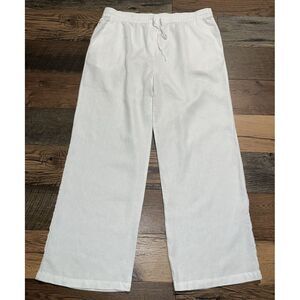 J. McLaughlin White Wide Leg Linen Blend Pants